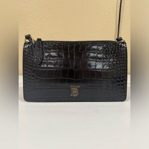 Burberry Black Crocodile Embossed Bag
